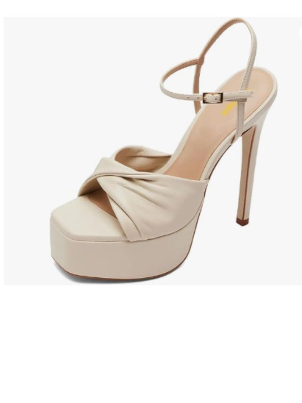 Beige Stylish Buckle Strap Pleated Sandals Platform Sky High Heel Open Toe Shoes
